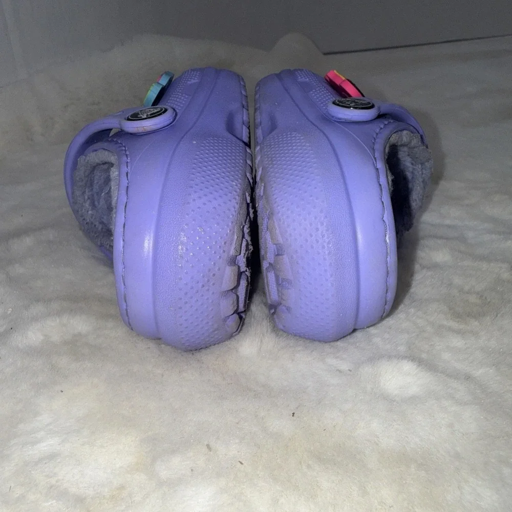Crocs Classic Fleece Lined Purple Clog Lisa Frank Charms Toddler Child Size 9 C9